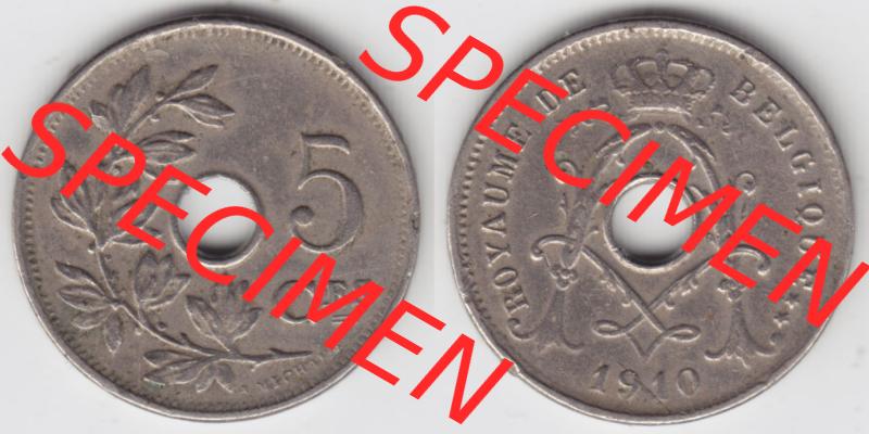 Münzen Belgien Eurovorläufer, Umlaufmünze vor Euroeinführung 1910-1932, 5 Ces, Centimes Koninkrijk Belgie (3) Sammlung