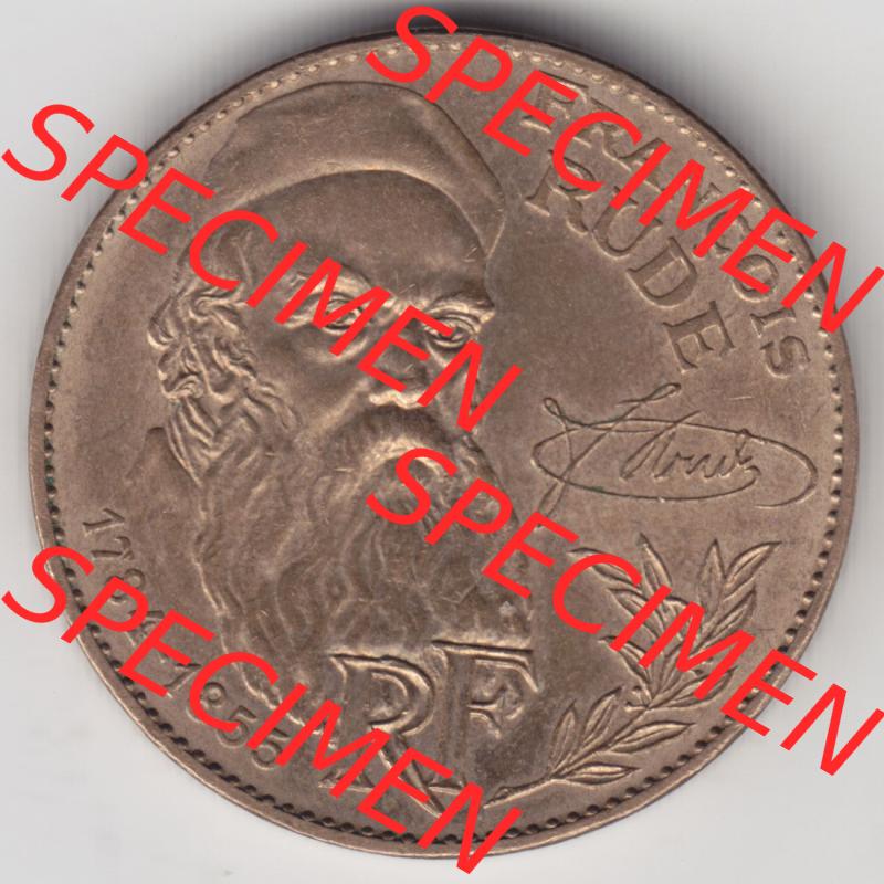 Münzen Frankreich Eurovorläufer, Umlaufmünze vor Euroeinführung 1984-1984, 10 Francs Francois Rude. Vorderseite einer Münze aus Europa als Digitales Bild /... Sammlung