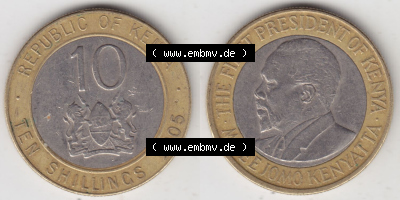 Münzen aus Afrika Kenia / Kenya Umlaufmünze 2005-2009, 10 Schilling - Shillings 2005 (3) Sammlung