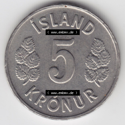 Münzen Island Eurovorläufer, Umlaufmünze vor Euroeinführung 1969-1980, 5 Kronur, Kronen 1978 (2) Sammlung