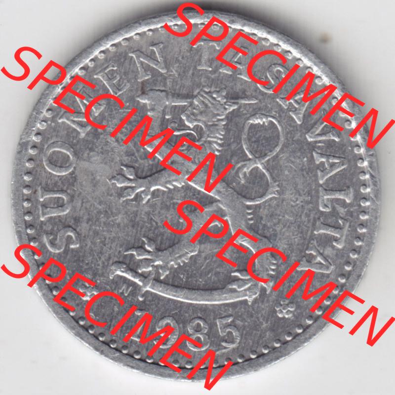 Münzen Finnland / SUOMI Eurovorläufer, Umlaufmünze vor Euroeinführung 1983-1990, 10 Penniä. Rückseite einer Münze aus Finnland SUOMI in Europa... Sammlung