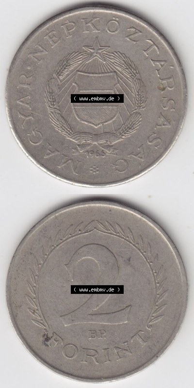 Münzen Ungarn / Magyarország Eurovorläufer, Umlaufmünze vor Euroeinführung 1962-1966, 2 Forint 1966 (4) Sammlung