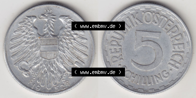 Münzen Österreich / Austria Eurovorläufer, Umlaufmünze vor Euroeinführung 1952-1957, 5 Schilling 1952 I. (3) Sammlung