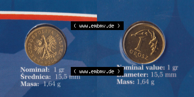 Münzen Polen / Polska Eurovorläufer, Umlaufmünze vor Euroeinführung 2004, 1 Groszy (3) Sammlung