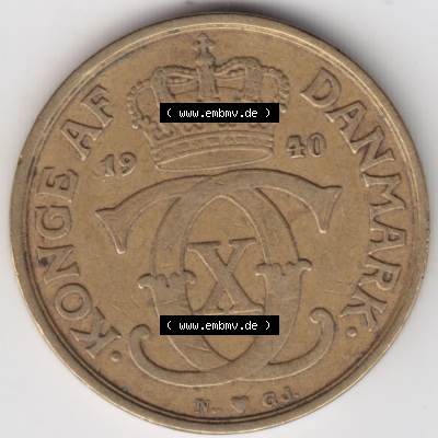 Münzen Dänemark / Danmark Eurovorläufer, Umlaufmünze vor Euroeinführung 1940, 1 Krone (2) Sammlung