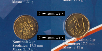 Münzen Polen / Polska Eurovorläufer, Umlaufmünze vor Euroeinführung 2004, 2 Groszy (3) Sammlung