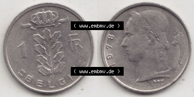 Münzen Belgien Eurovorläufer, Umlaufmünze vor Euroeinführung 1950-1988, 1 Francs-Franken 1978 Belgie (3) Sammlung