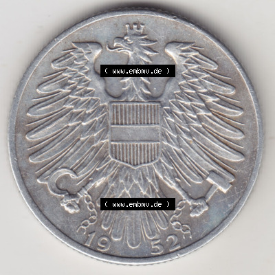 Münzen Österreich / Austria Eurovorläufer, Umlaufmünze vor Euroeinführung 1952-1957, 5 Schilling 1952 III. (1) Sammlung