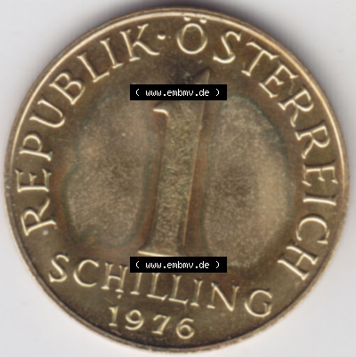 Münzen Österreich / Austria Eurovorläufer, Umlaufmünze vor Euroeinführung 1959-2001, 1 Schilling 1976 (1) Sammlung