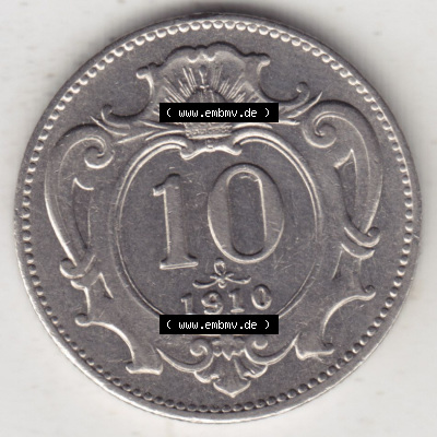Münzen Österreich / Austria Eurovorläufer, Umlaufmünze vor Euroeinführung 1892-1911, 10 Heller 1910 (1) Sammlung