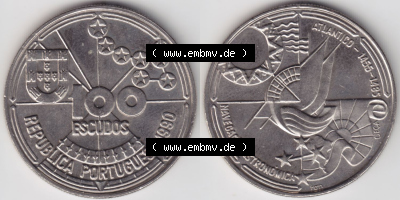 Münzen Portugal Eurovorläufer, Sondermünze vor Euroeinführung 1990-1990, 100 Escudos, Atlantido 1455-1485, Astronomica (3) Sammlung