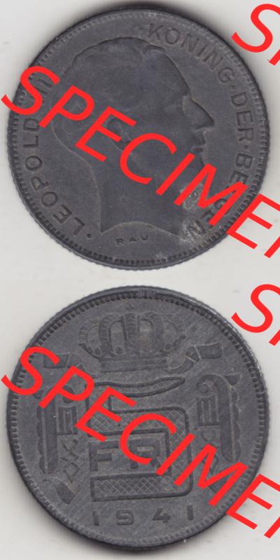 Münzen Belgien Eurovorläufer, Umlaufmünze vor Euroeinführung 1941-1946, 5 Franken 1941, Der Belgen (4) Sammlung