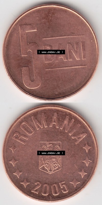Münzen Rumänien / România Eurovorläufer, Umlaufmünze vor Euroeinführung 2005-2012, 5 Bani 2005 (4) Sammlung