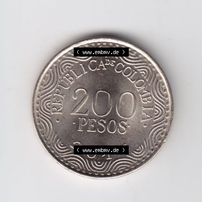 Münzen aus Amerika Kolumbien / Columbia Umlaufmünze 2013, 200 Pesos (1) Sammlung