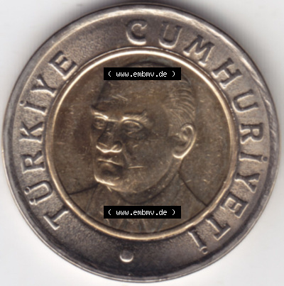 Münzen Türkei / Türkiye Eurovorläufer, Umlaufmünze vor Euroeinführung 2005-2008, 1 YENI Lira (2) Sammlung