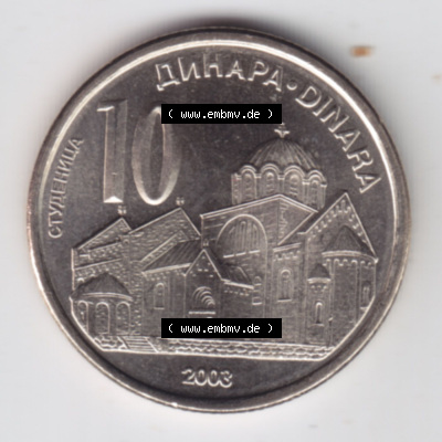 Münzen Serbien Eurovorläufer, Umlaufmünze vor Euroeinführung 2003-2003, 10 Dinara (2) Sammlung