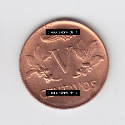 Münzen aus Amerika Kolumbien / Columbia Umlaufmünze 1974, 5 V Centavos (1) Sammlung
