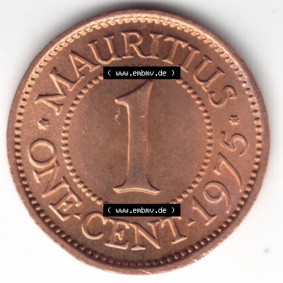 Münzen aus Afrika Mauritius Umlaufmünze 1953-1978, 1 Cent 1975 (1) Sammlung