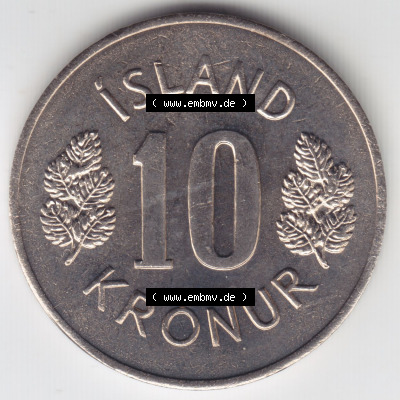 Münzen Island Eurovorläufer, Umlaufmünze vor Euroeinführung 1967-1980, 10 Kronur, Kronen 1974 (2) Sammlung