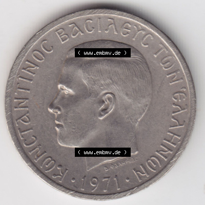 Münzen Griechenland Eurovorläufer, Umlaufmünze vor Euroeinführung 1971, 2 Apaxmai, Drachmen. Rückseite einer Münze aus Griechenland... Sammlung