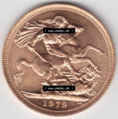 Münzen Großbritannien Eurovorläufer, Umlaufmünze vor Euroeinführung 1974-1984, 1 Sovereign Goldmünze in Gold 1979 (1) Sammlung