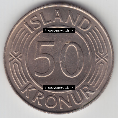 Münzen Island Eurovorläufer, Umlaufmünze vor Euroeinführung 1970-1980, 50 Kronur, Kronen 1976 (2) Sammlung