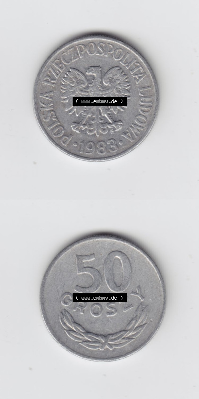Münzen Polen / Polska Eurovorläufer, Umlaufmünze vor Euroeinführung 1957-1985, 50 Groszy 1983 (4) Sammlung