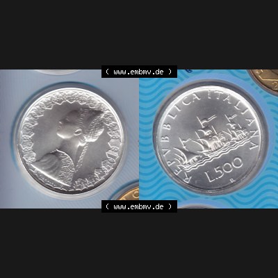 Münzen Italien / Italia Eurovorläufer, Umlaufmünze vor Euroeinführung 1958-2001, 500 Lira-LIre Silber 2001 (3) Sammlung