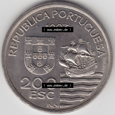 Münzen Portugal Eurovorläufer, Sondermünze vor Euroeinführung 1993-1993, 200 Escudos, Enviados Daimios Kiushu (1) Sammlung