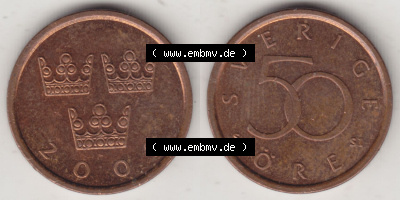 Münzen Schweden / Sverige Eurovorläufer, Umlaufmünze vor Euroeinführung 1992-2009, 50 Öre 2009 (3) Sammlung