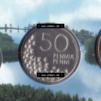 Münzen Finnland / SUOMI Eurovorläufer, Umlaufmünze vor Euroeinführung 2001, 50 Penni, Penniä. Vorderseite einer Münze aus... Sammlung