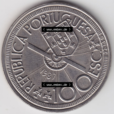 Münzen Portugal Eurovorläufer, Sondermünze vor Euroeinführung 1987-1987, 100 Escudo, Diogo Cao 1486 (1) Sammlung