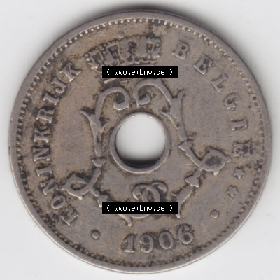 Münzen Belgien Eurovorläufer, Umlaufmünze vor Euroeinführung 1904-1907, 5 Cen, Centimes Koninkrijk Belgie. Vorderseite einer... Sammlung