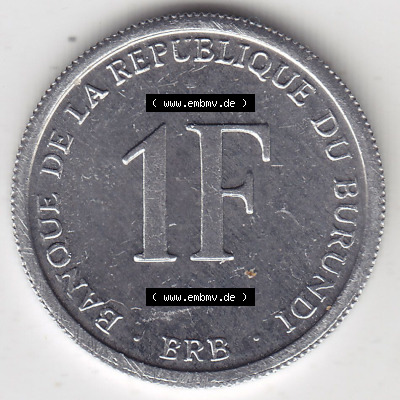 Münzen aus Afrika Burundi Umlaufmünze 1976-2003, 1 France Franken 2003 (1) Sammlung