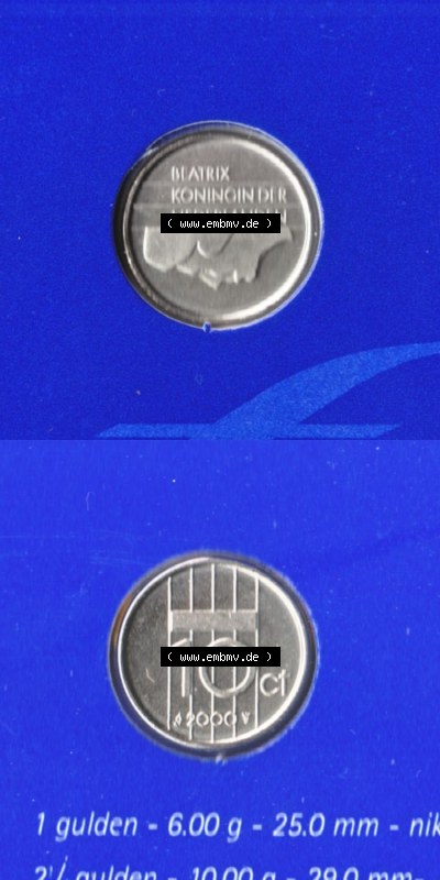 Münzen Niederlande / Netherlands Eurovorläufer, Umlaufmünze vor Euroeinführung 1982-2000, 10 Cent 2000 (4) Sammlung