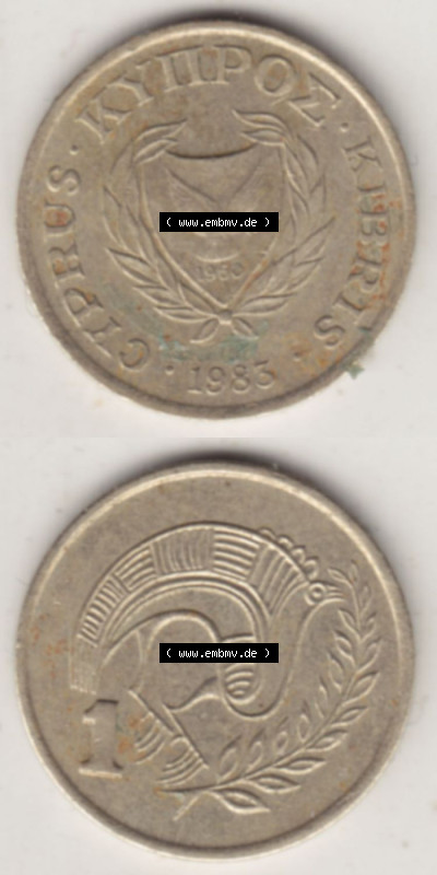 Münzen Zypern / Cyprus Eurovorläufer, Umlaufmünze vor Euroeinführung 1983-1983, 1 Cent (4) Sammlung