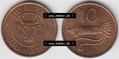 Münzen Island Eurovorläufer, Umlaufmünze vor Euroeinführung 1981-1981 10 Aurar 1981 (3) Sammlung