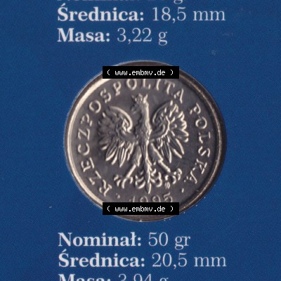 Münzen Polen / Polska Eurovorläufer, Umlaufmünze vor Euroeinführung 1995, 50 Groszy (1) Sammlung