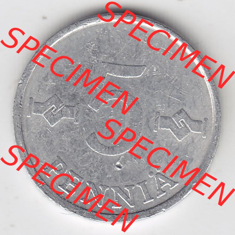 Münzen Finnland / SUOMI Eurovorläufer, Umlaufmünze vor Euroeinführung 1977-1990, 5 Penniä. Vorderseite einer Münze aus Finnland SUOMI in Europa als... Sammlung