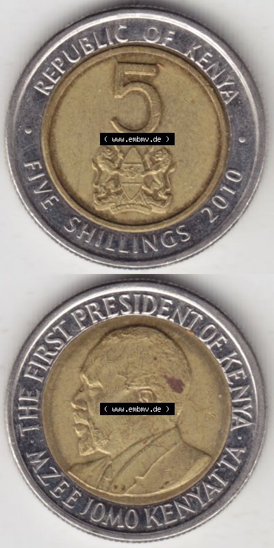 Münzen aus Afrika Kenia / Kenya Umlaufmünze 2010-2010, 5 Schilling - Shillings 2010 (4) Sammlung