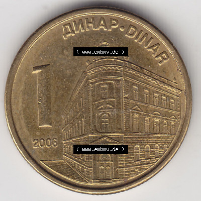 Münzen Serbien Eurovorläufer, Umlaufmünze vor Euroeinführung 2005-2009, 1 Dinar 2006 (2) Sammlung