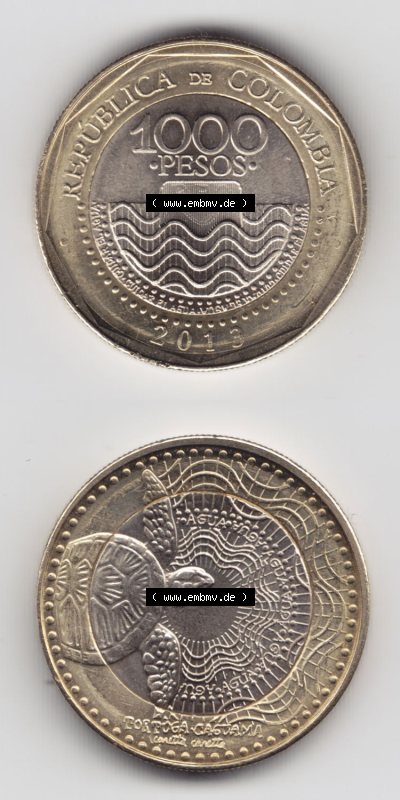 Münzen aus Amerika Kolumbien / Columbia Umlaufmünze 2013, 1000 Pesos (4) Sammlung