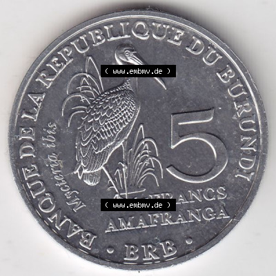 Münzen aus Afrika Burundi Umlaufmünze 2014-2014, 5 Francs Vögel-Nimmersatt (1) Sammlung