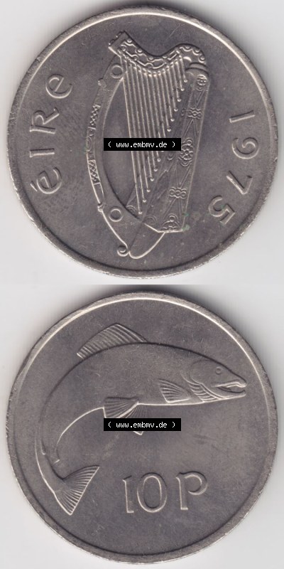 Münzen Irland Eurovorläufer, Umlaufmünze vor Euroeinführung 1975, 5 Pence 1975 (4) Sammlung