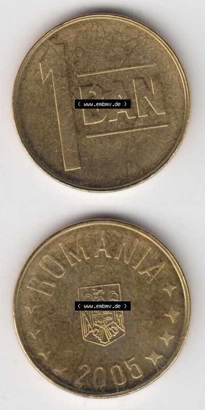 Münzen Rumänien / România Eurovorläufer, Umlaufmünze vor Euroeinführung 2005-2012, 1 Ban, Bani 2005 (4) Sammlung