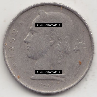Münzen Belgien Eurovorläufer, Umlaufmünze vor Euroeinführung 1950-1988, 1 Francs-Franken 1952 Belgique (2) Sammlung