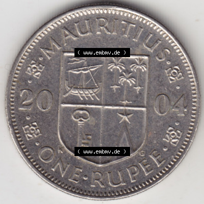 Münzen aus Afrika Mauritius Umlaufmünze 1987-2010, 1 Rupie, One-Rupee 2004 (1) Sammlung