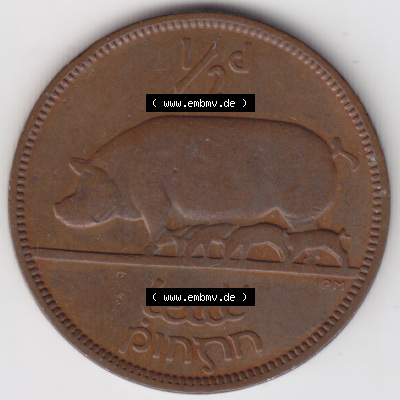 Münzen Irland Eurovorläufer, Umlaufmünze vor Euroeinführung 1939-1967, 0.50 Penny, Half Penny 1941 (2) Sammlung