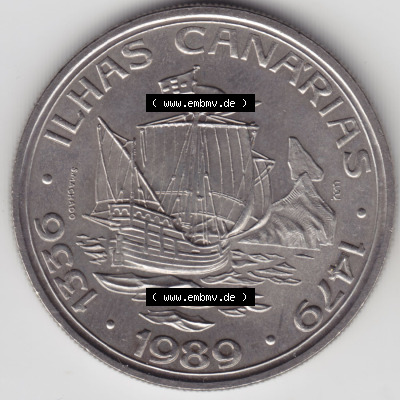 Münzen Portugal Eurovorläufer, Sondermünze vor Euroeinführung 1989-1989, 100 Escudos Ilhas Canarias (2) Sammlung