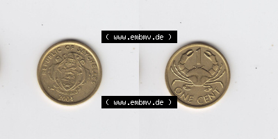 Münzen aus Afrika Seychellen / Seychelles Umlaufmünze 1982-2004, 1 One Cent 2004 (3) Sammlung